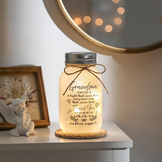 Lumières Mason Jar Pour Grand-Mère, Bocal Mason Avec 10 Lumières Chaudes, Cadeau De Thanksgiving, Noël, Grand-Mère, Décoration D'Intérieur, Cadeaux Pour Grand-Mère