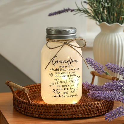 Lumières Mason Jar Pour Grand-Mère, Bocal Mason Avec 10 Lumières Chaudes, Cadeau De Thanksgiving, Noël, Grand-Mère, Décoration D'Intérieur, Cadeaux Pour Grand-Mère
