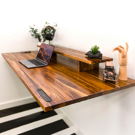 Minimalist Floating Oak Desk - Wall-Mounted Workspace for Home or Office