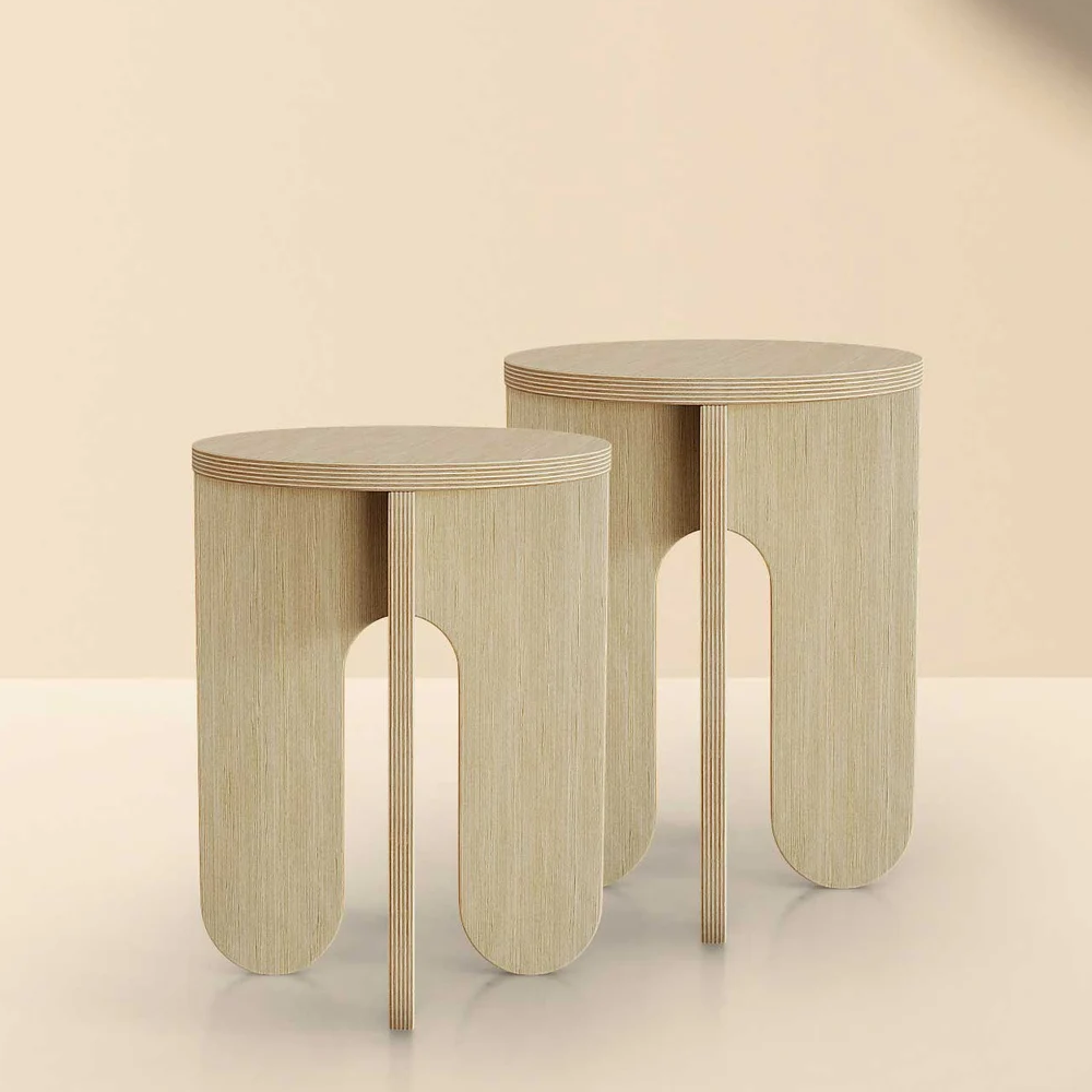 Wooden Stool. Modern Side Table.