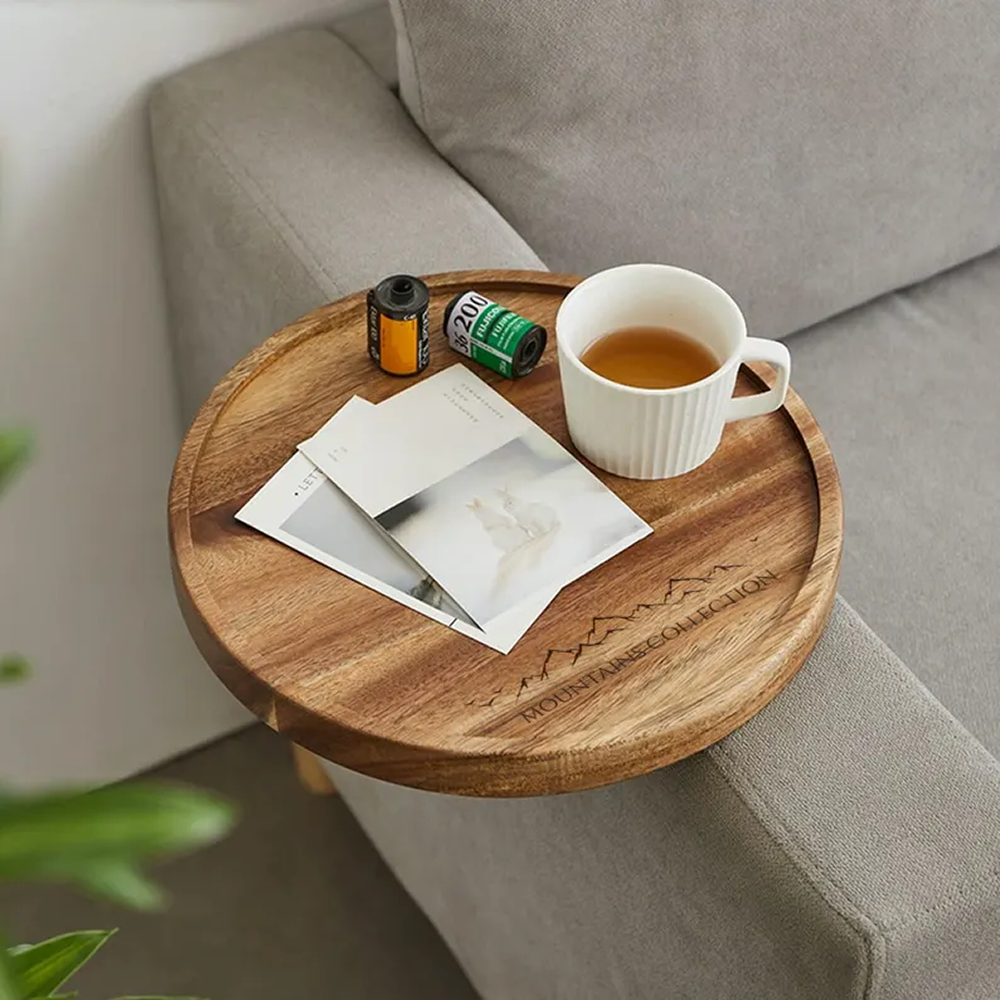 Valentines Day Custom Wood Sofa Arm Table，Couch Tray, Sofa small tea table, Nordic sofa side table, mobile coffee table, mini side table