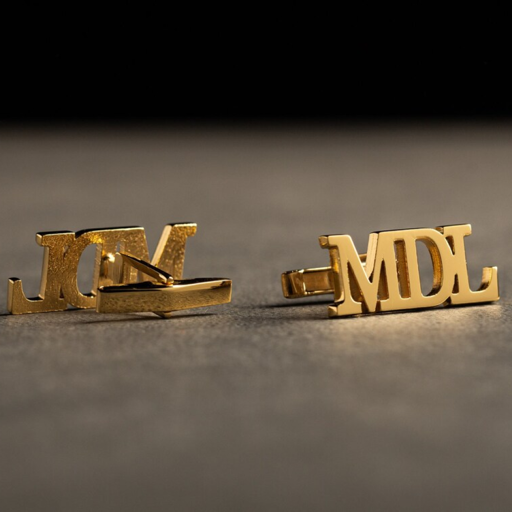 Gold Monogram Cufflinks, Personalized Anniversary Gift for Husband
