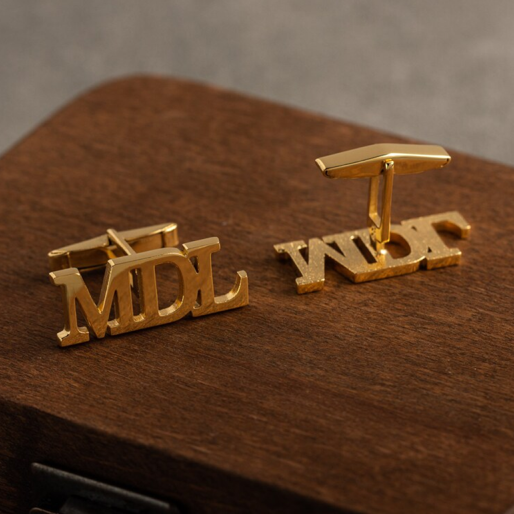 Gold Monogram Cufflinks, Personalized Anniversary Gift for Husband