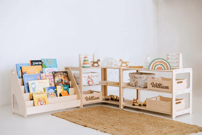 Montessori Bookshelf + Small Toy Shelf + Corner Toy Shelf, Wooden Shelf, Kids Bookcase, Toy Storage, Kids Furniture, Montessori Shelf