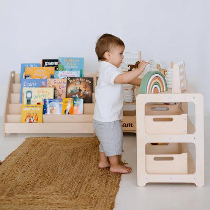 Montessori Bookshelf + Small Toy Shelf + Corner Toy Shelf, Wooden Shelf, Kids Bookcase, Toy Storage, Kids Furniture, Montessori Shelf